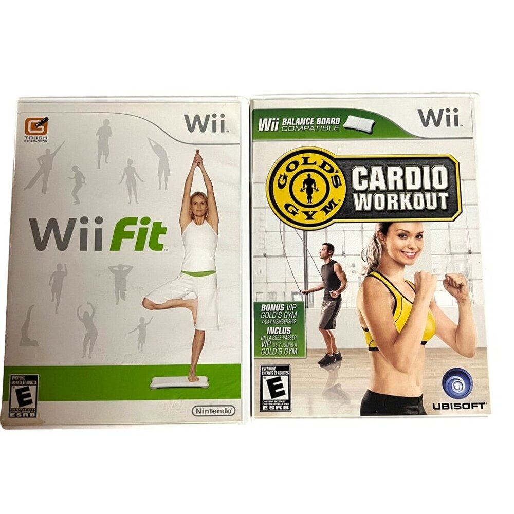 Wii FIT Wii GOLDS GYM CARDIO WORKOUT Lot of 2 Wii Games works with Wii Fit Board